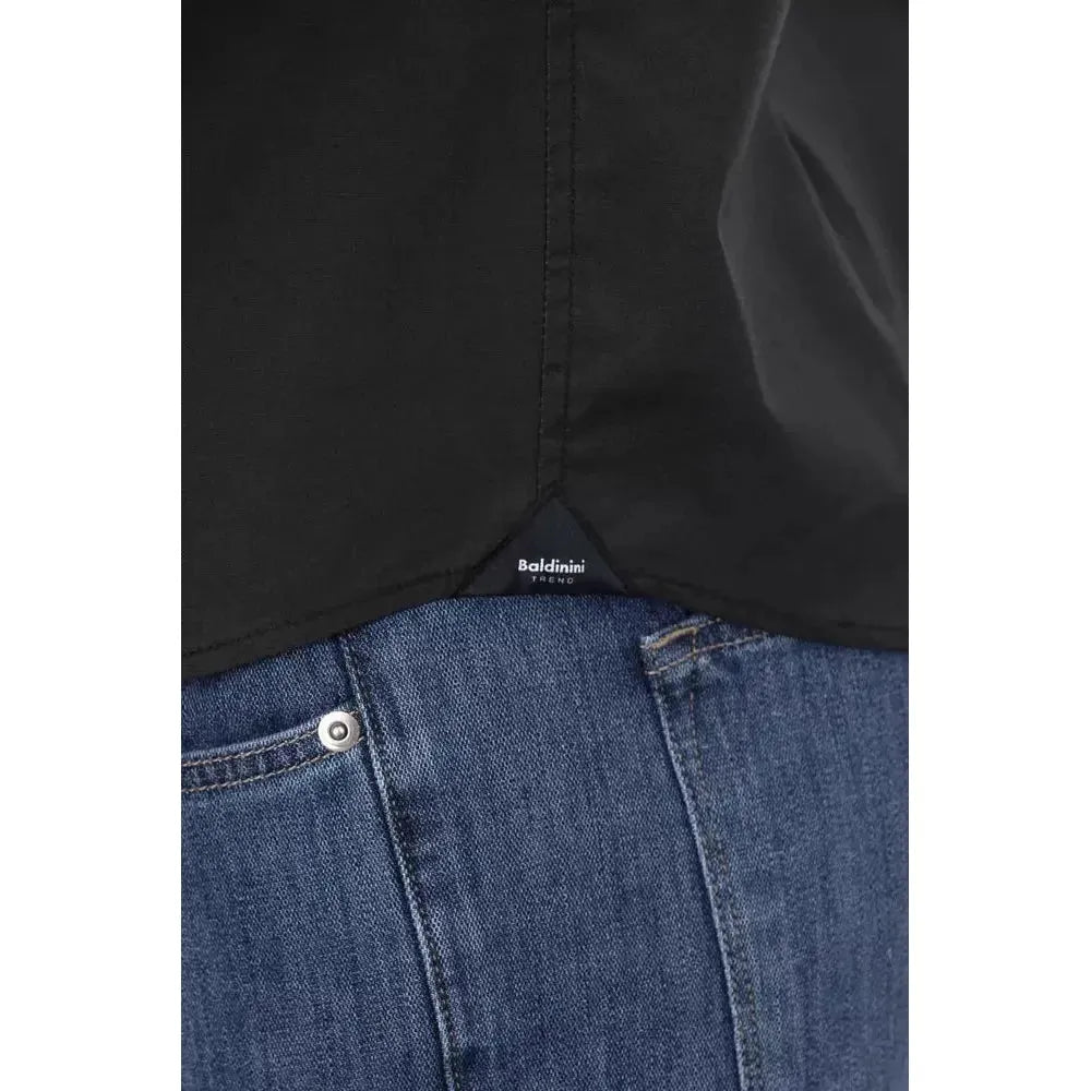 Baldinini Trend Gray Cotton Men Shirt Baldinini Trend Dark Slate Gray