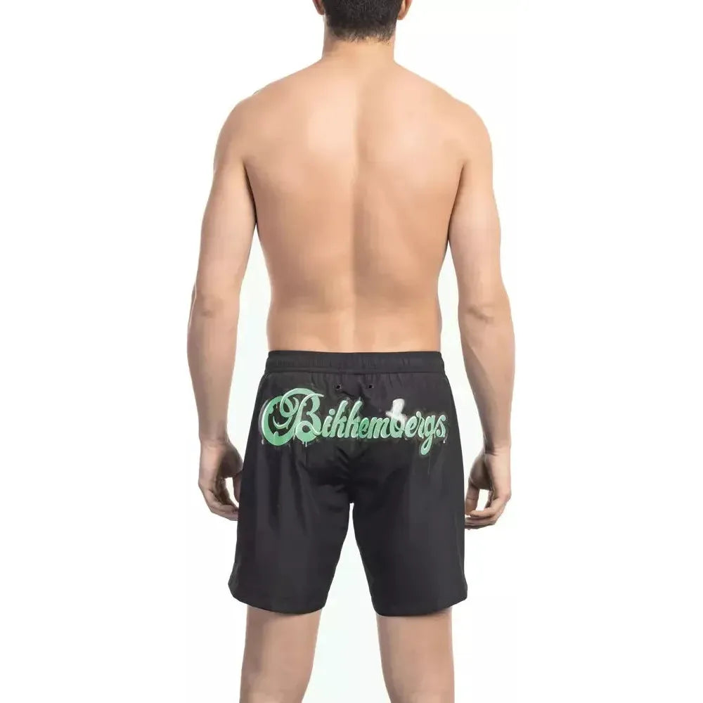 Bikkembergs Black Polyester Men Swim Short BI-22002-S