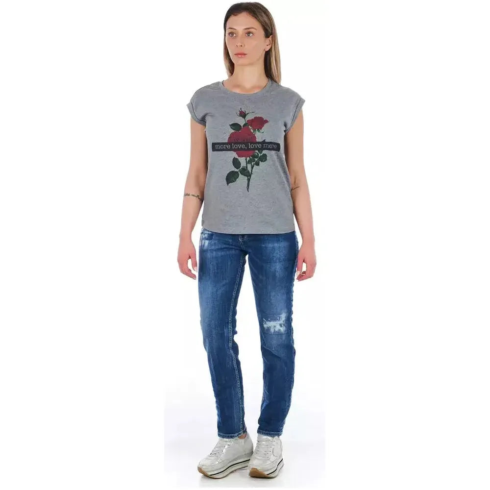 Frankie Morello Blue Cotton Women Jeans Frankie Morello Gray