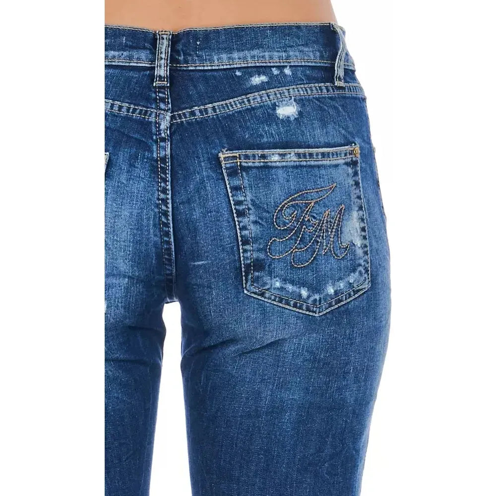 Frankie Morello Blue Cotton Women Jeans Frankie Morello Dark Slate Gray