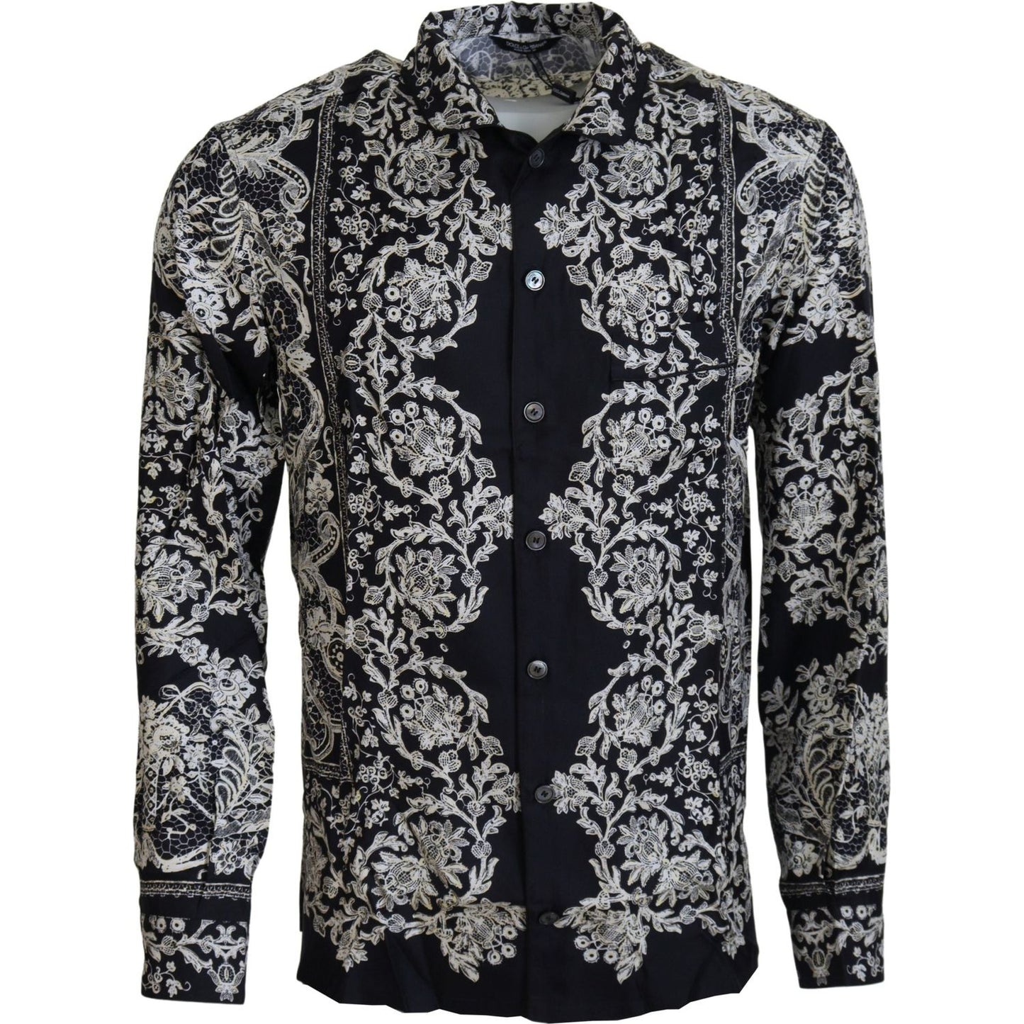 Dolce & Gabbana Elegant Satin Floral Baroque Shirt Dolce & Gabbana Black