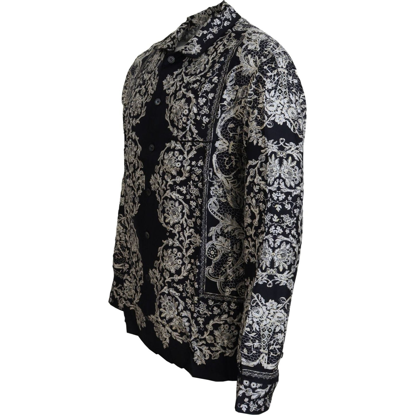 Dolce & Gabbana Elegant Satin Floral Baroque Shirt Dolce & Gabbana Black