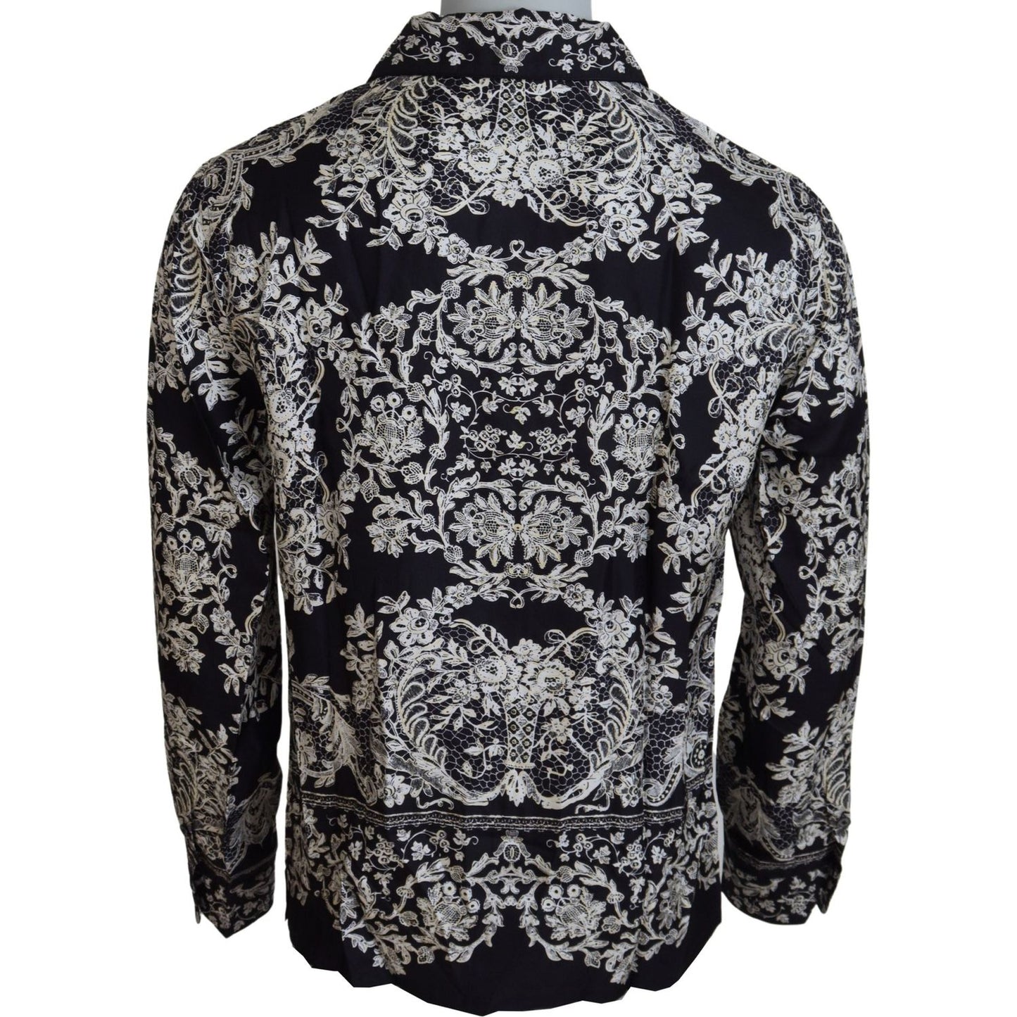 Dolce & Gabbana Elegant Satin Floral Baroque Shirt Dolce & Gabbana Gray