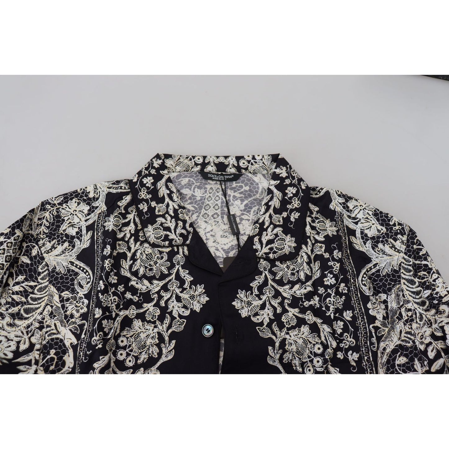 Dolce & Gabbana Elegant Satin Floral Baroque Shirt Dolce & Gabbana Black