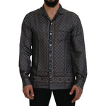 Dolce & Gabbana Gray Baroque Silk Satin Casual Shirt TSH83589- 37