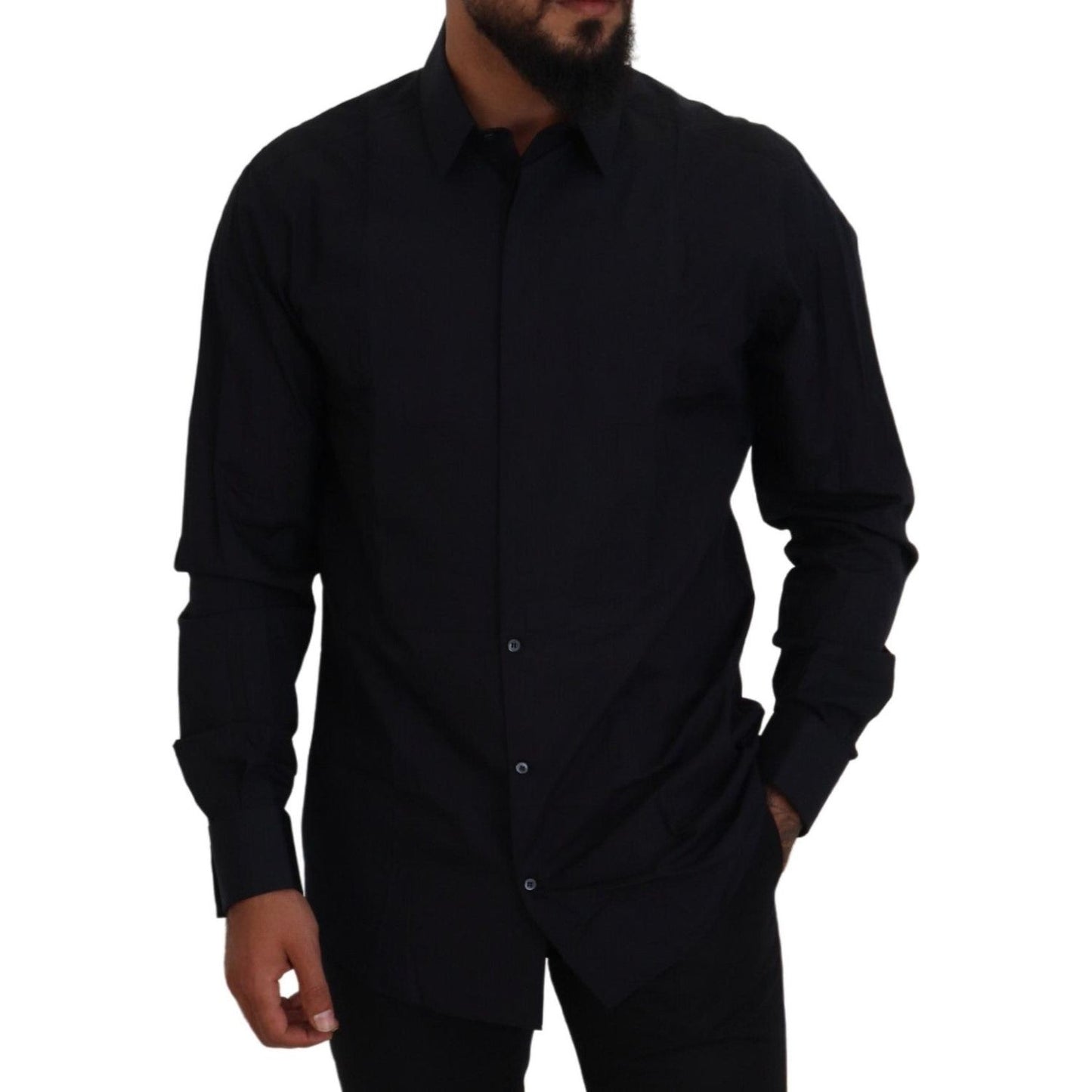 Dolce & Gabbana Dapper Slim Fit Formal Dress Shirt Dolce & Gabbana Black