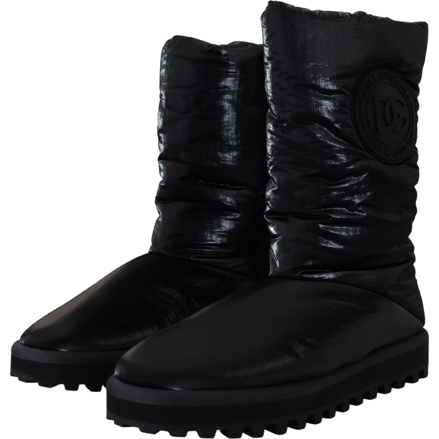 Dolce & Gabbana Elegant Mid-Calf Boots in Black Polyester Dolce & Gabbana Black