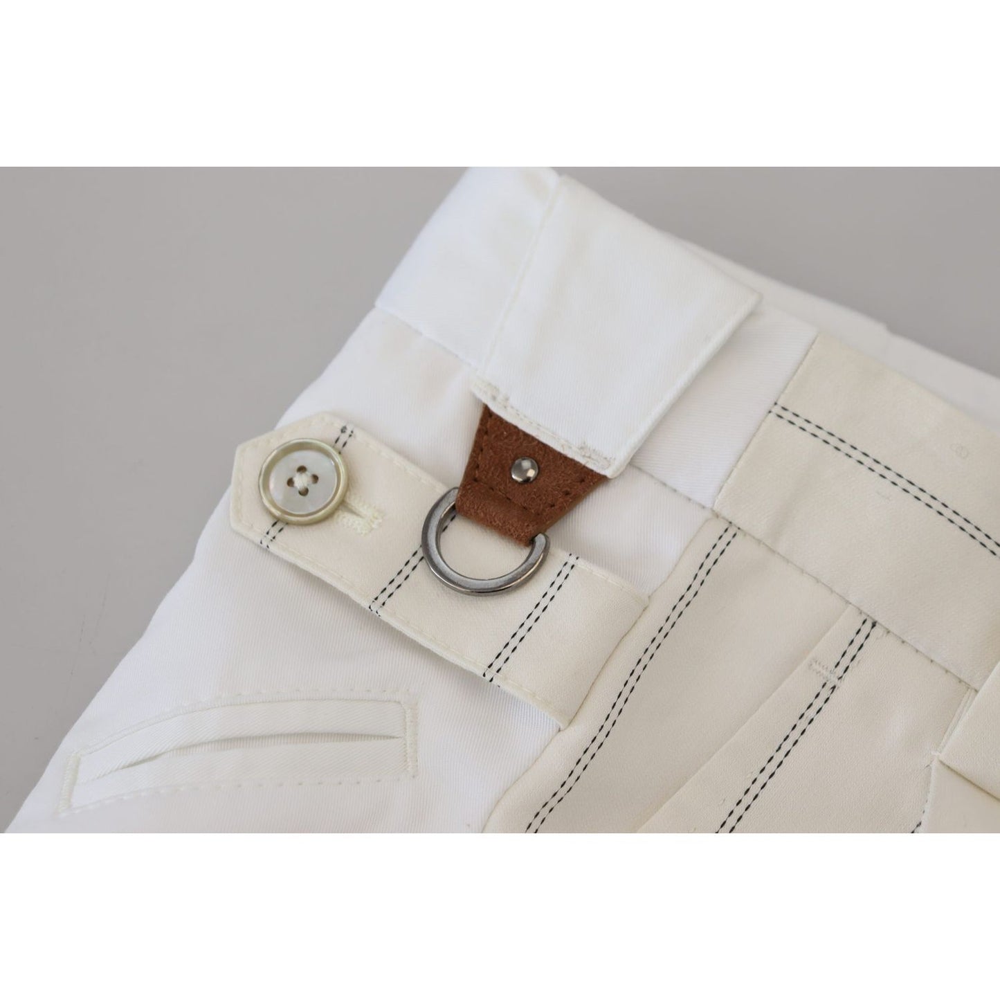 Dolce & Gabbana Elegant White Striped MainLine Trousers Dolce & Gabbana Gray