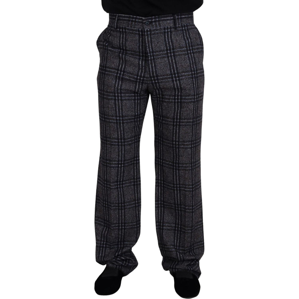 Dolce & Gabbana Gray Checkered Mid Waist Men Pants PAN73268 - 54