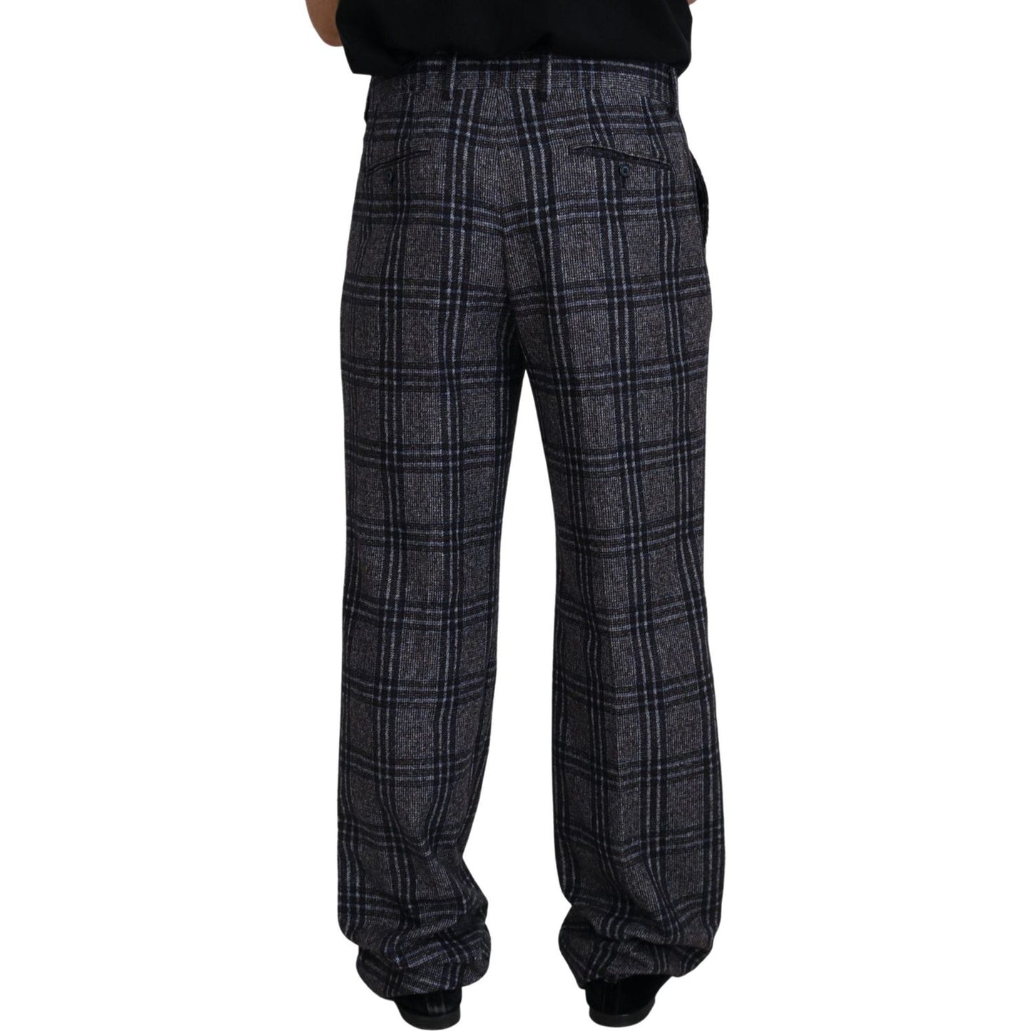 Dolce & Gabbana Gray Checkered Mid Waist Men Pants PAN73268 - 54