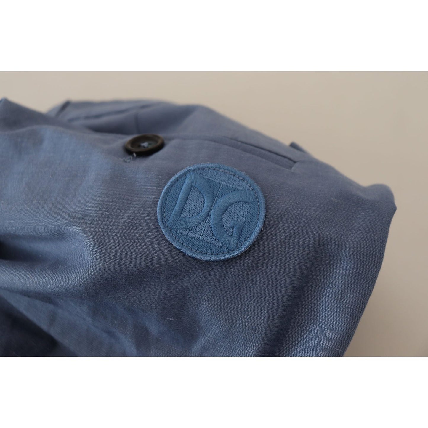 Dolce & Gabbana Elegant Blue Linen-Cotton Blend Trousers Dolce & Gabbana Dim Gray