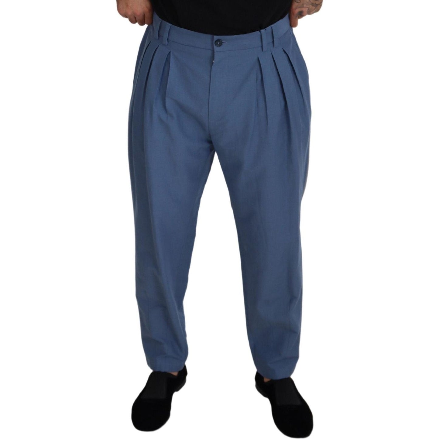 Dolce & Gabbana Elegant Blue Linen-Cotton Pants Dolce & Gabbana Dark Slate Gray