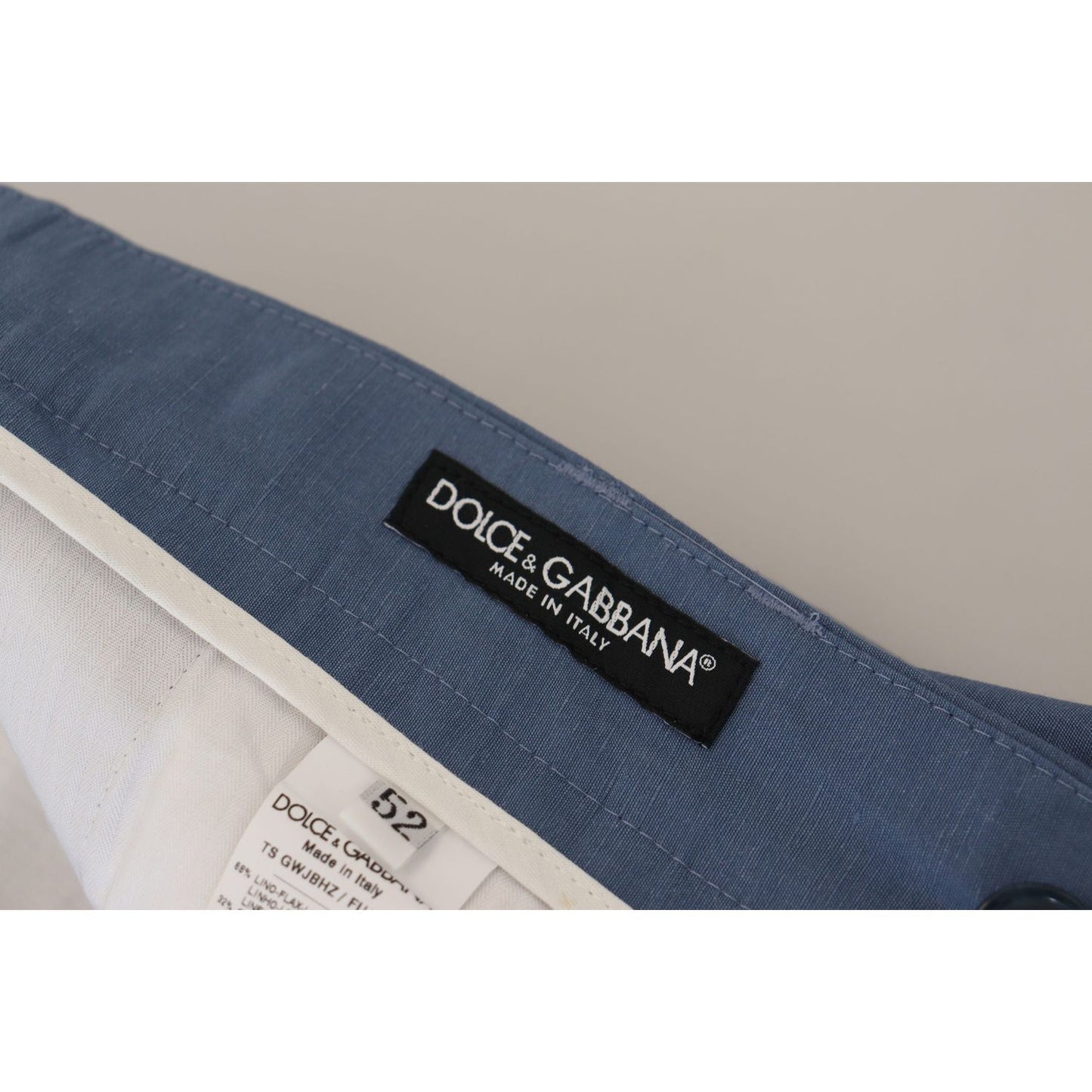 Dolce & Gabbana Elegant Blue Linen-Cotton Pants Dolce & Gabbana Gray