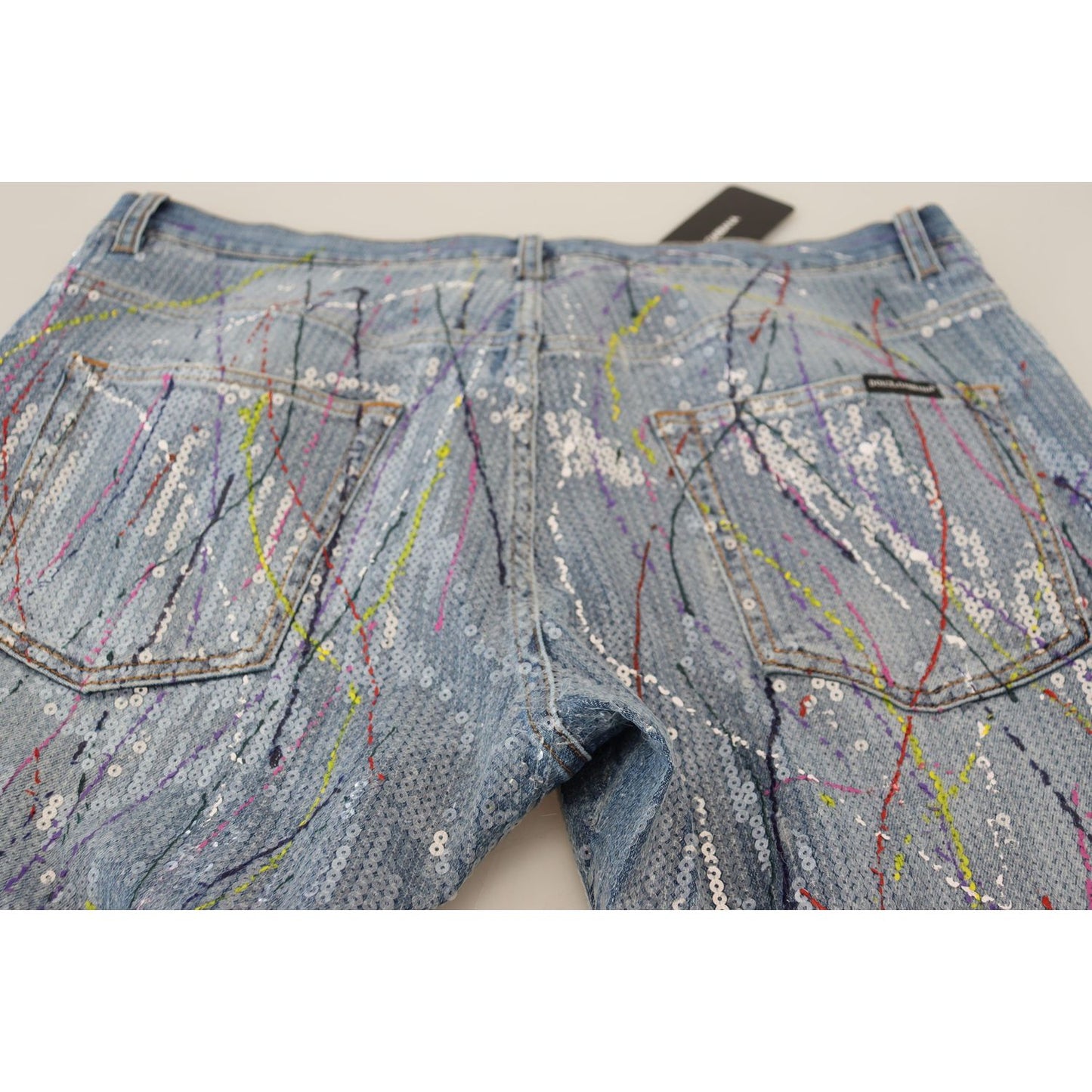 Dolce & Gabbana Exquisite Color Splash Denim Pants Dolce & Gabbana Light Slate Gray