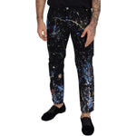 Dolce & Gabbana Black Cotton Color Splash Print Denim Jeans PAN73303 - 48