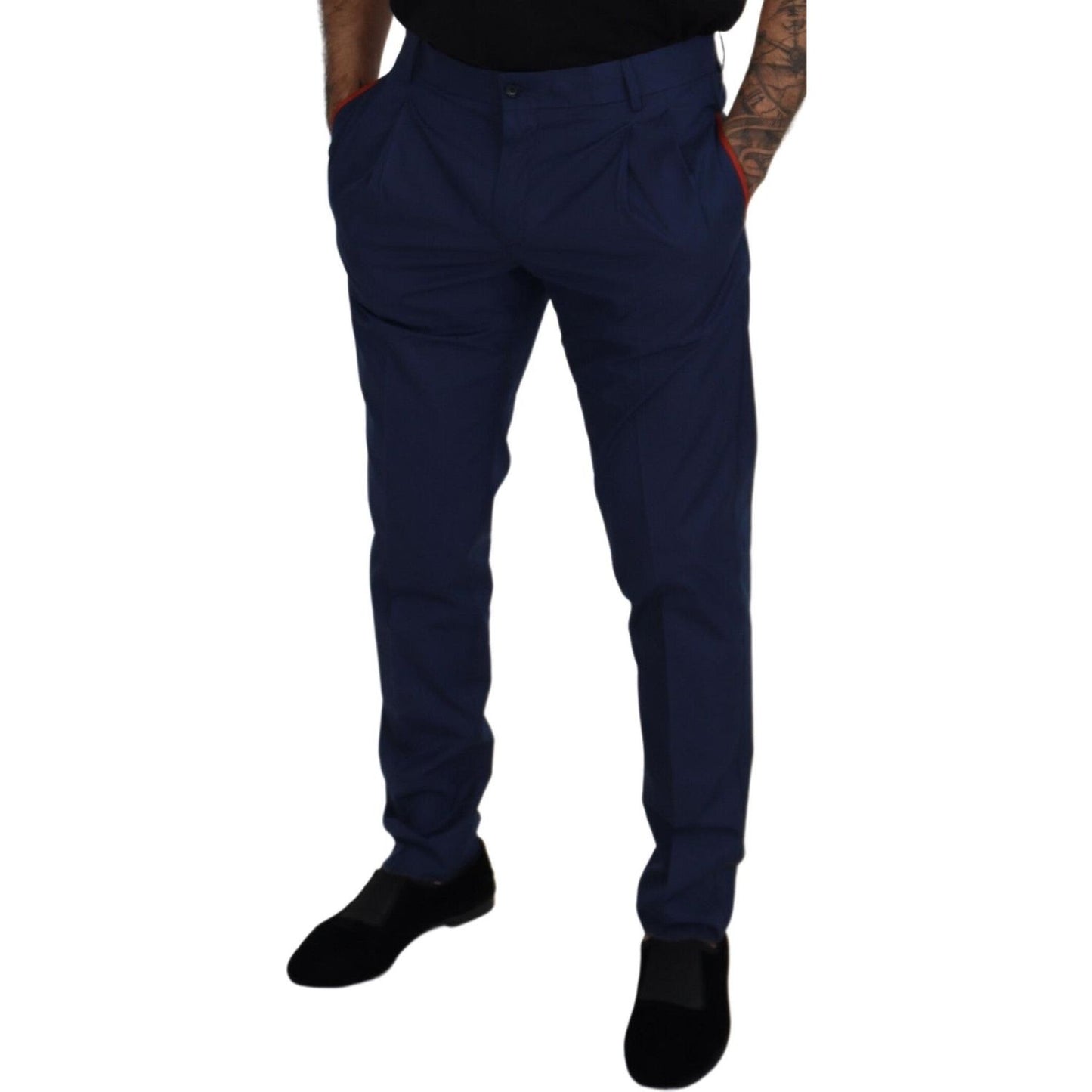 Dolce & Gabbana Elegant Blue Cotton Silk Pants Dolce & Gabbana Black