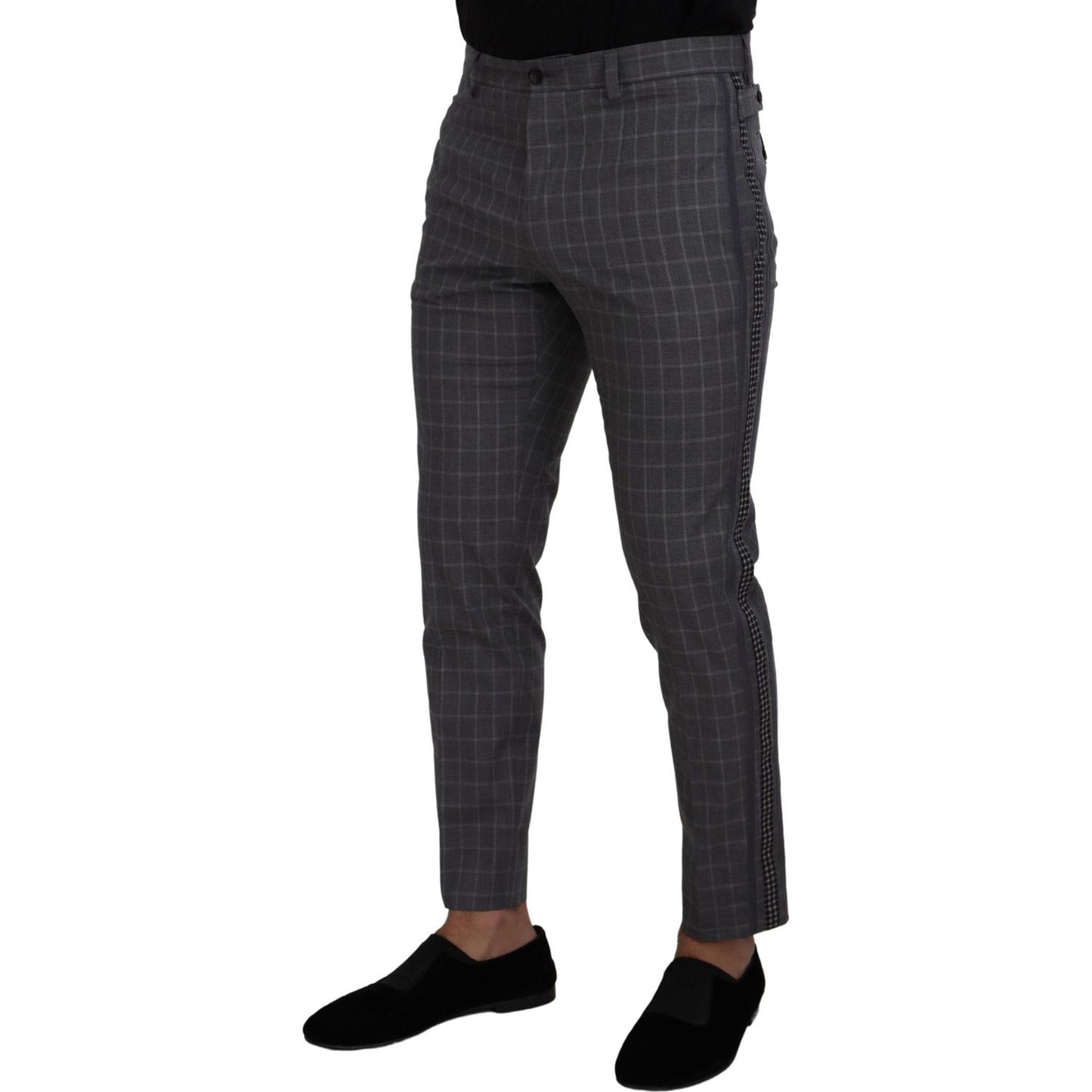 Dolce & Gabbana Elegant Checkered Cotton Pants for Men Dolce & Gabbana Dark Slate Gray