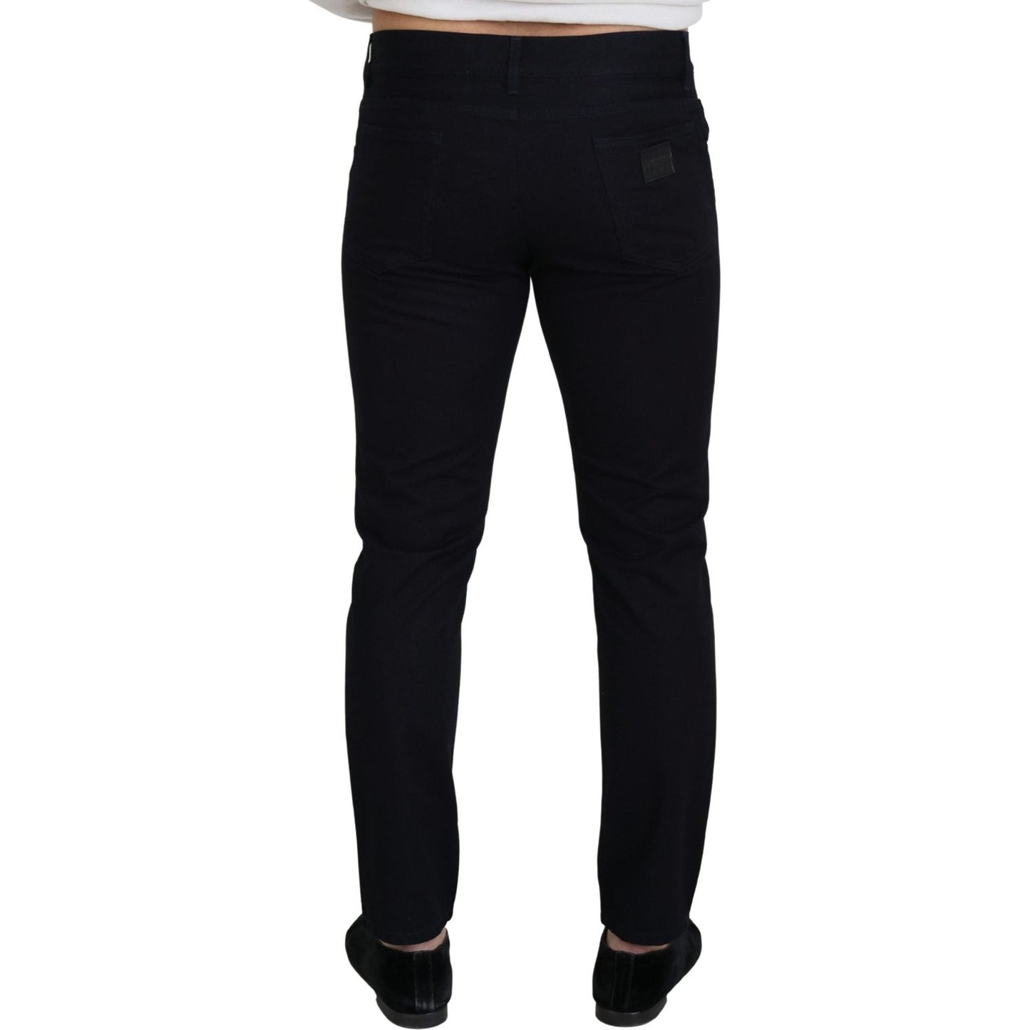 Dolce & Gabbana Elegant Black Silk Blend Denim Pants Dolce & Gabbana Black