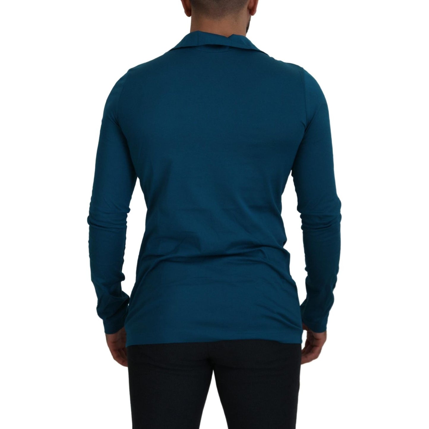 Dolce & Gabbana Elegant Blue Cotton Pullover Sweater Dolce & Gabbana Dark Slate Gray