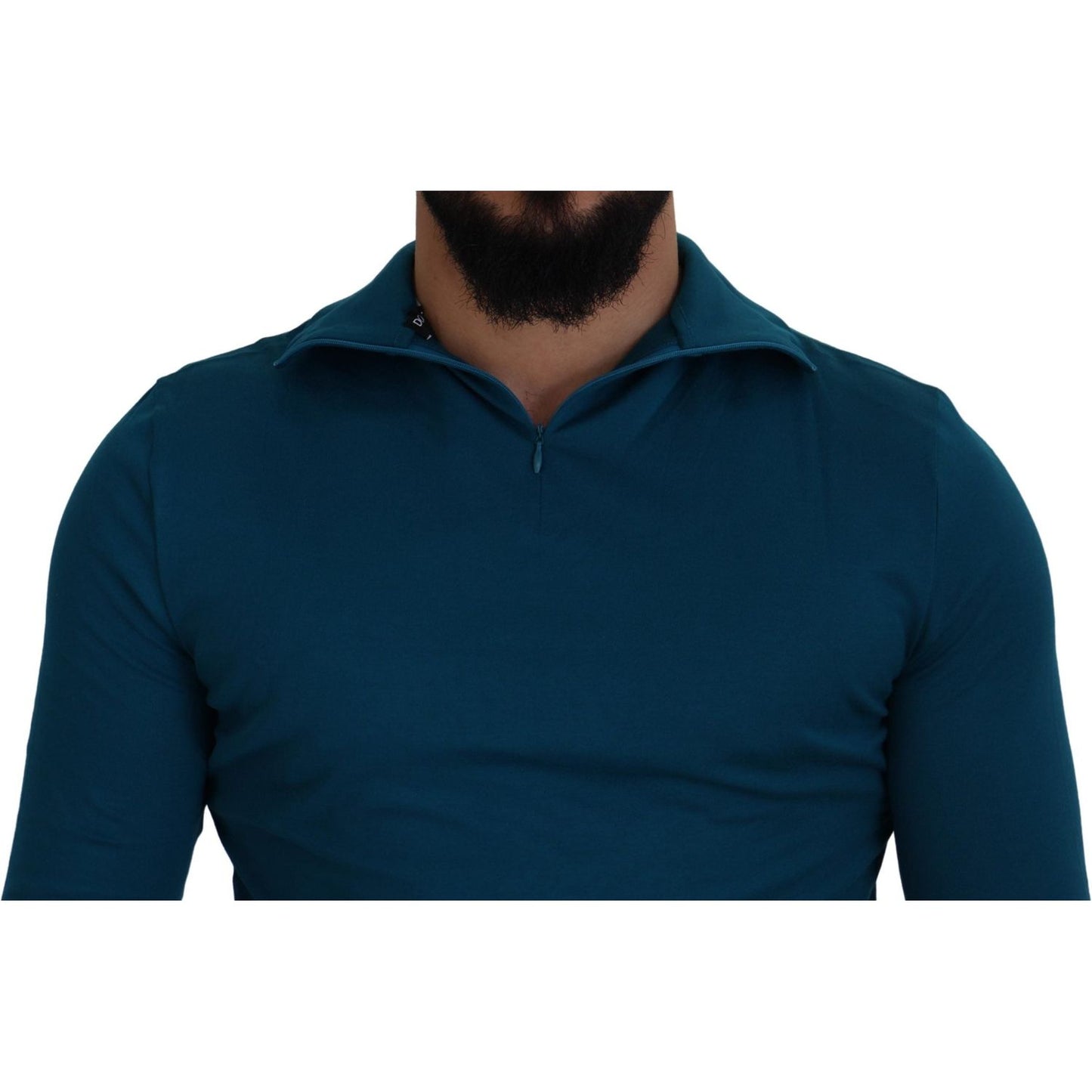 Dolce & Gabbana Elegant Blue Cotton Pullover Sweater Dolce & Gabbana Dark Slate Gray