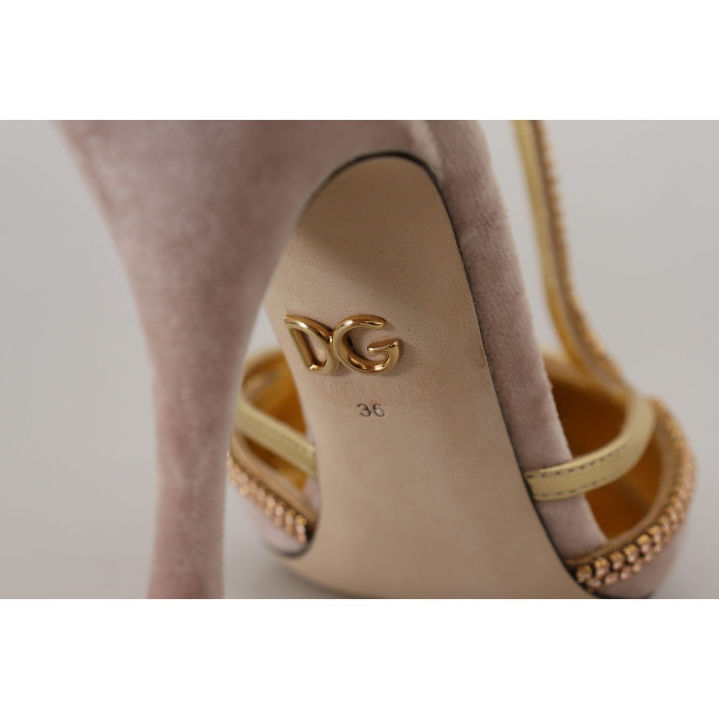 Dolce & Gabbana Pink Crystal T-strap Heels Pumps Shoes LA10020 - 36