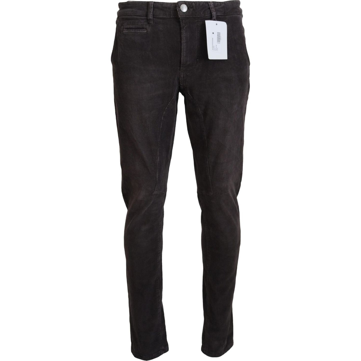 Acht Elegant Corduroy Brown Pants Acht Dark Slate Gray