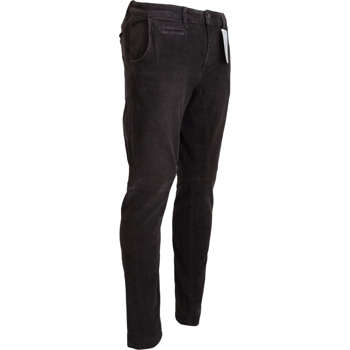 Acht Elegant Corduroy Brown Pants Acht Black