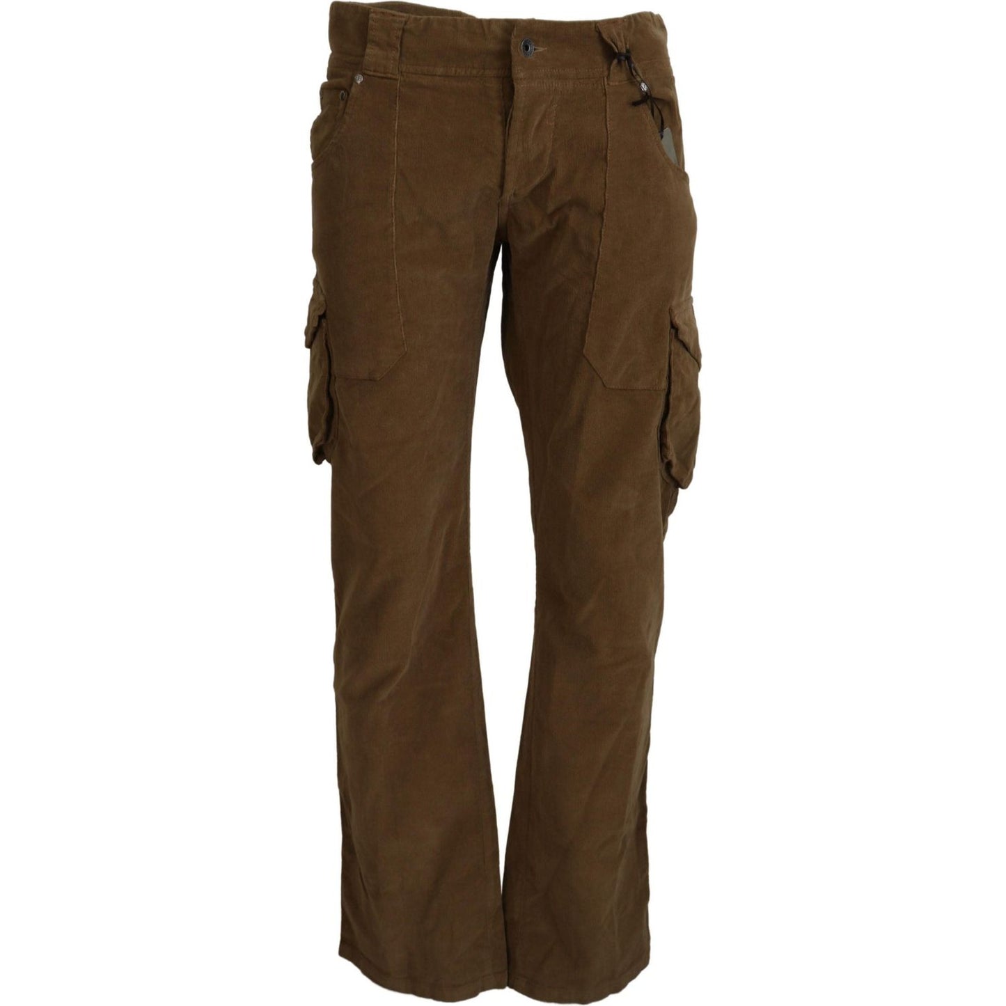 Ermanno Scervino Chic Brown Corduroy Cargo Pants Ermanno Scervino Dark Olive Green