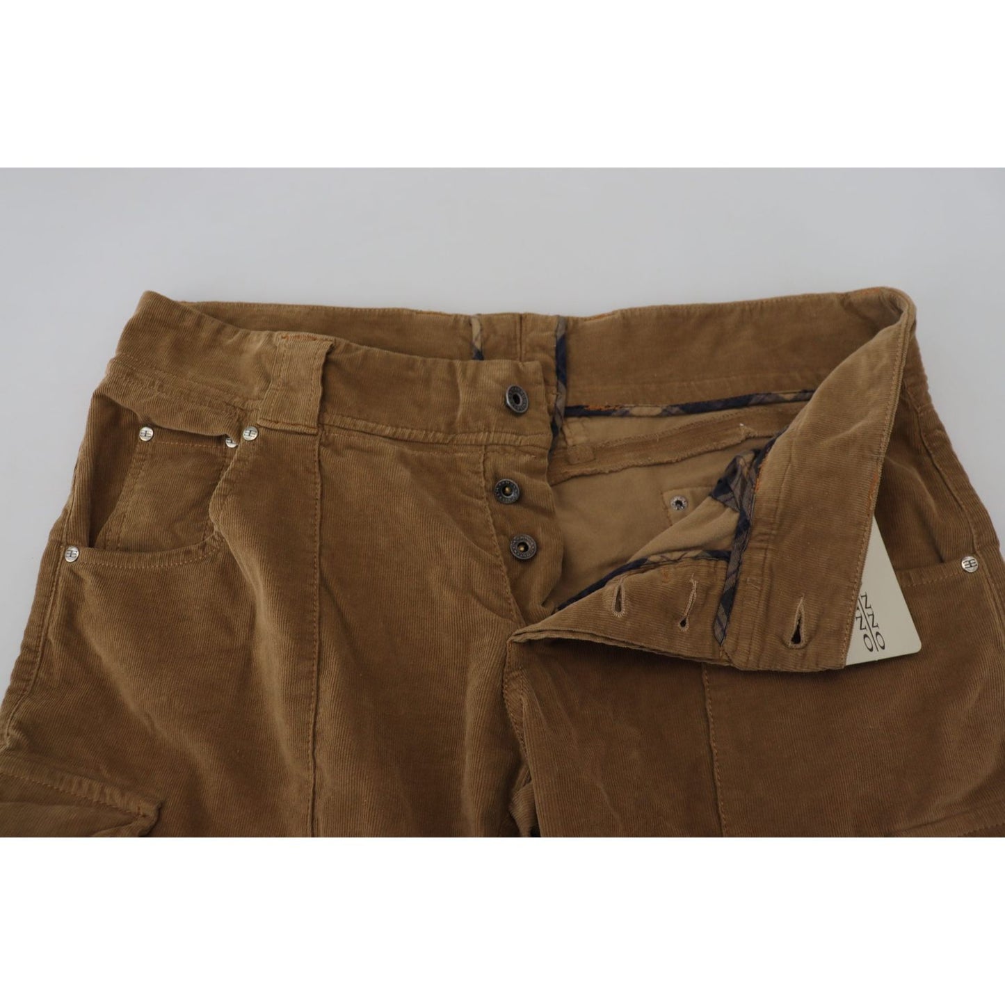 Ermanno Scervino Chic Brown Corduroy Cargo Pants Ermanno Scervino Dark Olive Green