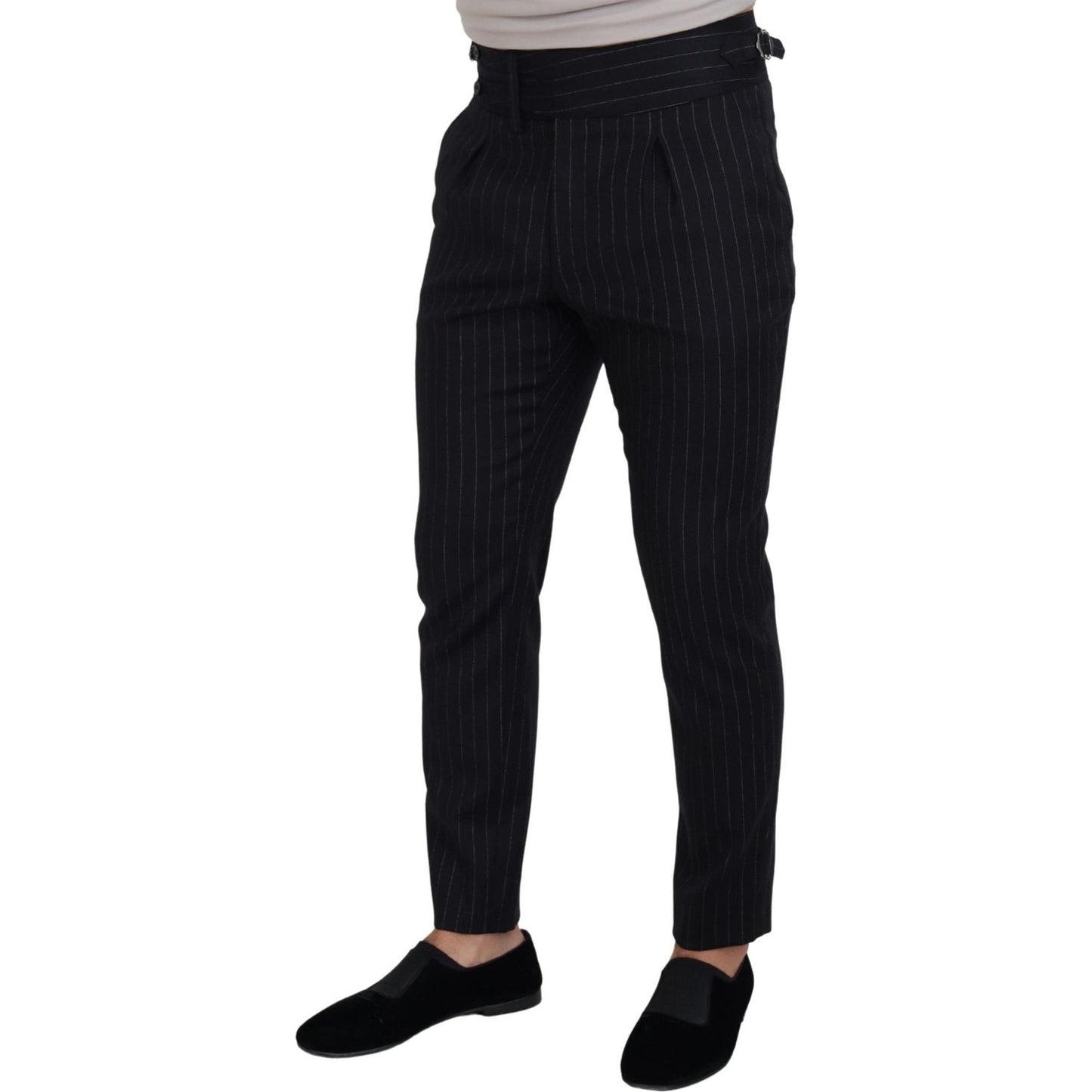 Dolce & Gabbana Black Wool Striped Chino Pants PAN74273 - 48