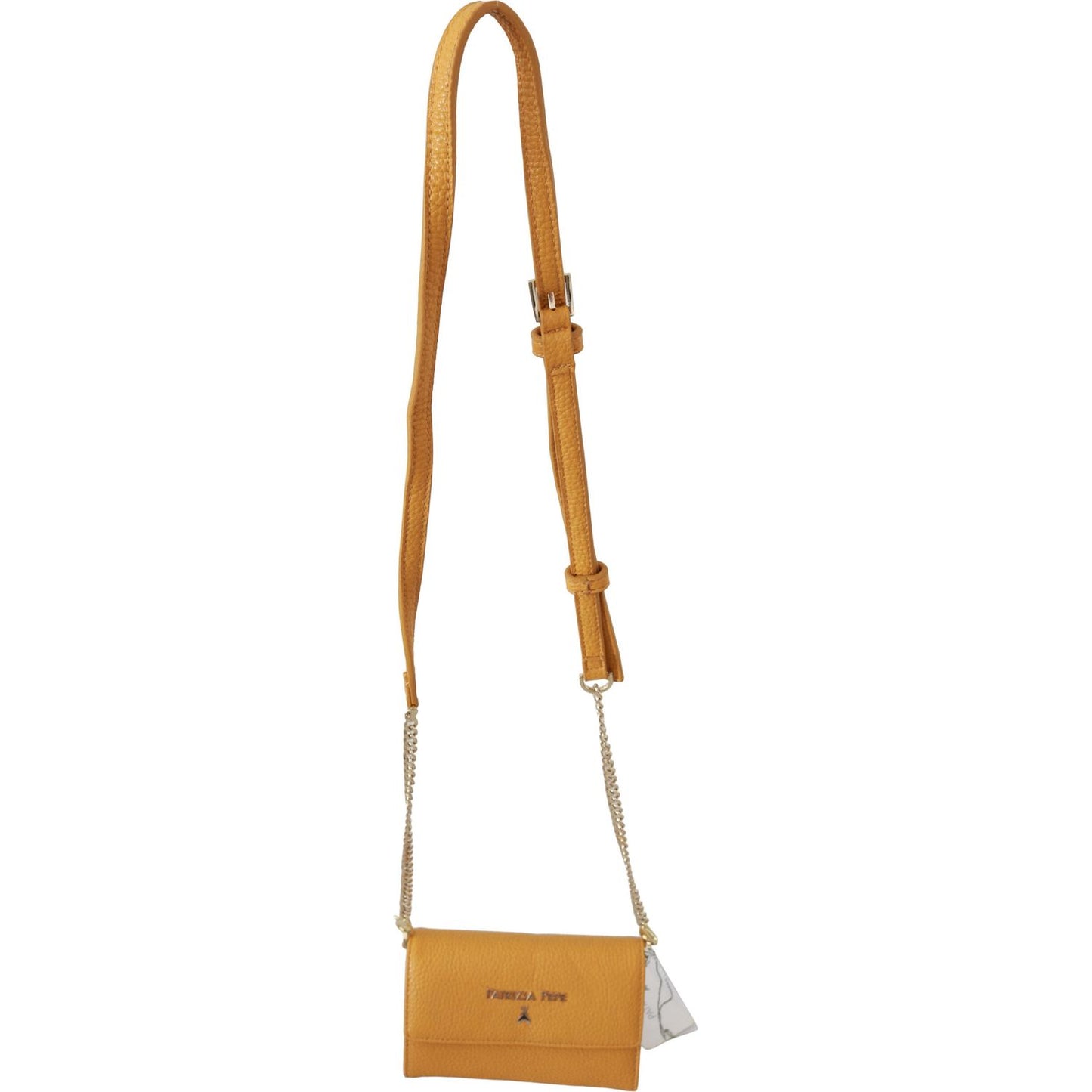 Patrizia Pepe Chic Yellow Leather Shoulder Bag Patrizia Pepe Chocolate