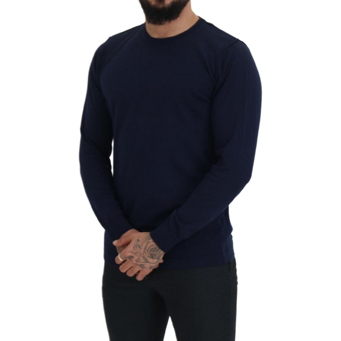 Paolo Pecora Milano Authentic Crewneck Blue Pullover Sweater Paolo Pecora Milano Black