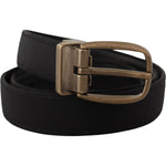 Dolce & Gabbana Black Grosgrain Leather Bronze Metal Belt BEL8431- 80