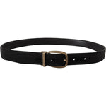 Dolce & Gabbana Black Grosgrain Leather Bronze Metal Belt BEL8431- 80