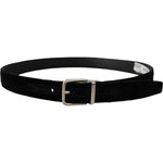 Dolce & Gabbana Black Velvet Silver Tone Metal Logo Buckle Belt BEL8433 - 80