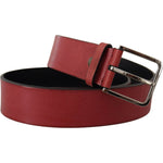 Dolce & Gabbana Maroon Vitello Silver Metal Logo Buckle Belt BEL8470- 85