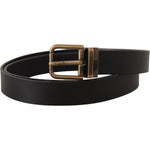 Dolce & Gabbana Black Leather Brass Metal Box Buckle Belt BEL8515 - 90