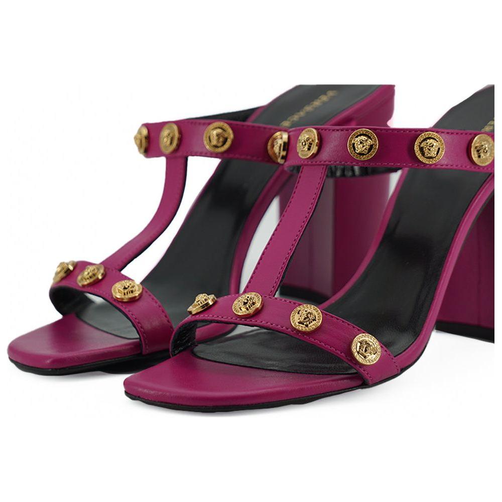 Versace Elegant Purple Calf Leather High Sandals 8054712023743