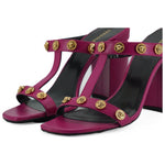 Versace Elegant Purple Calf Leather High Sandals 8054712023743