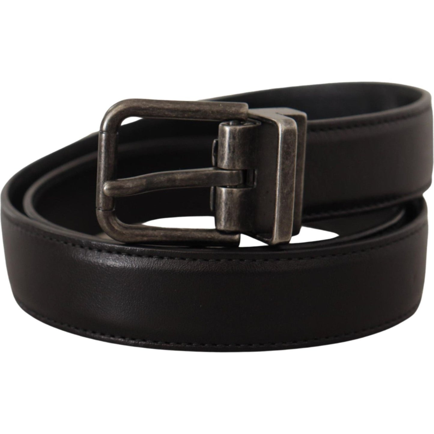 Dolce & Gabbana Black Calf Leather Logo Metal Buckle Belt BEL8542-100