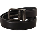 Dolce & Gabbana Black Calf Leather Logo Metal Buckle Belt BEL8542-100