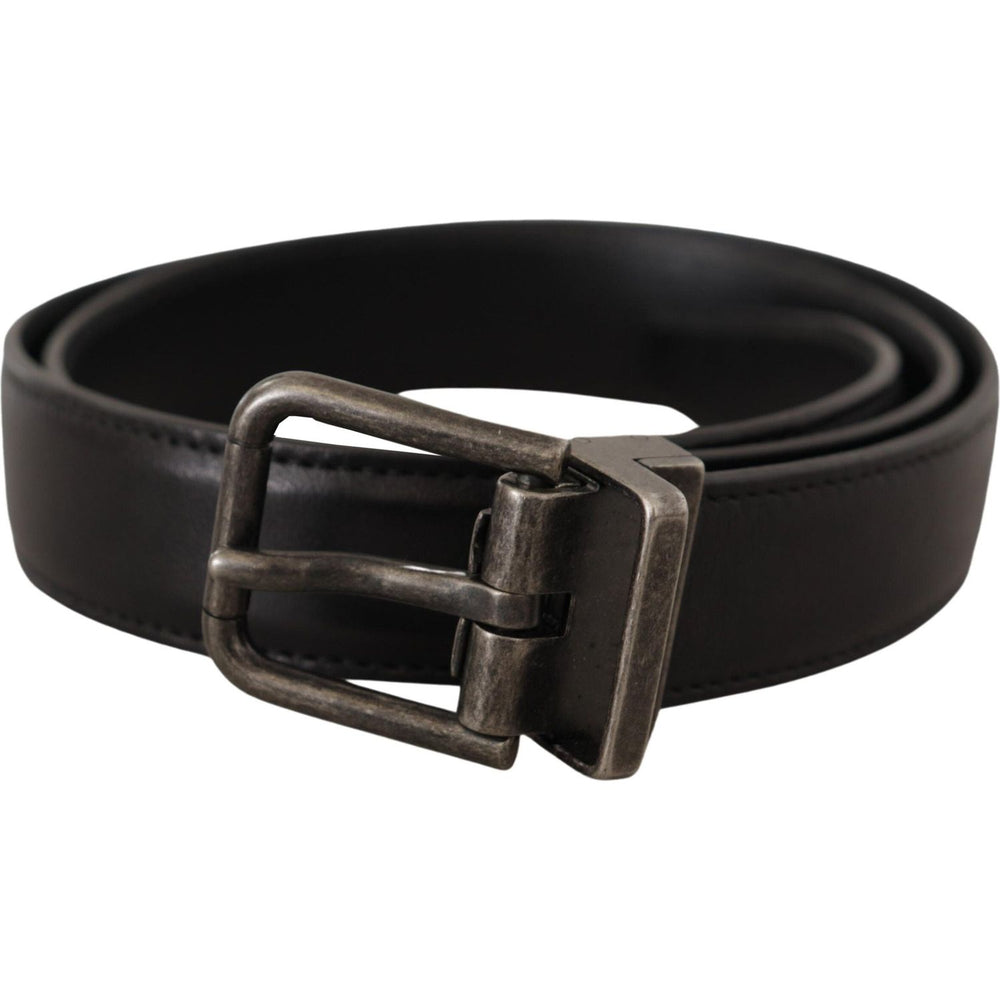 Dolce & Gabbana Black Calf Leather Logo Metal Buckle Belt BEL8542-100