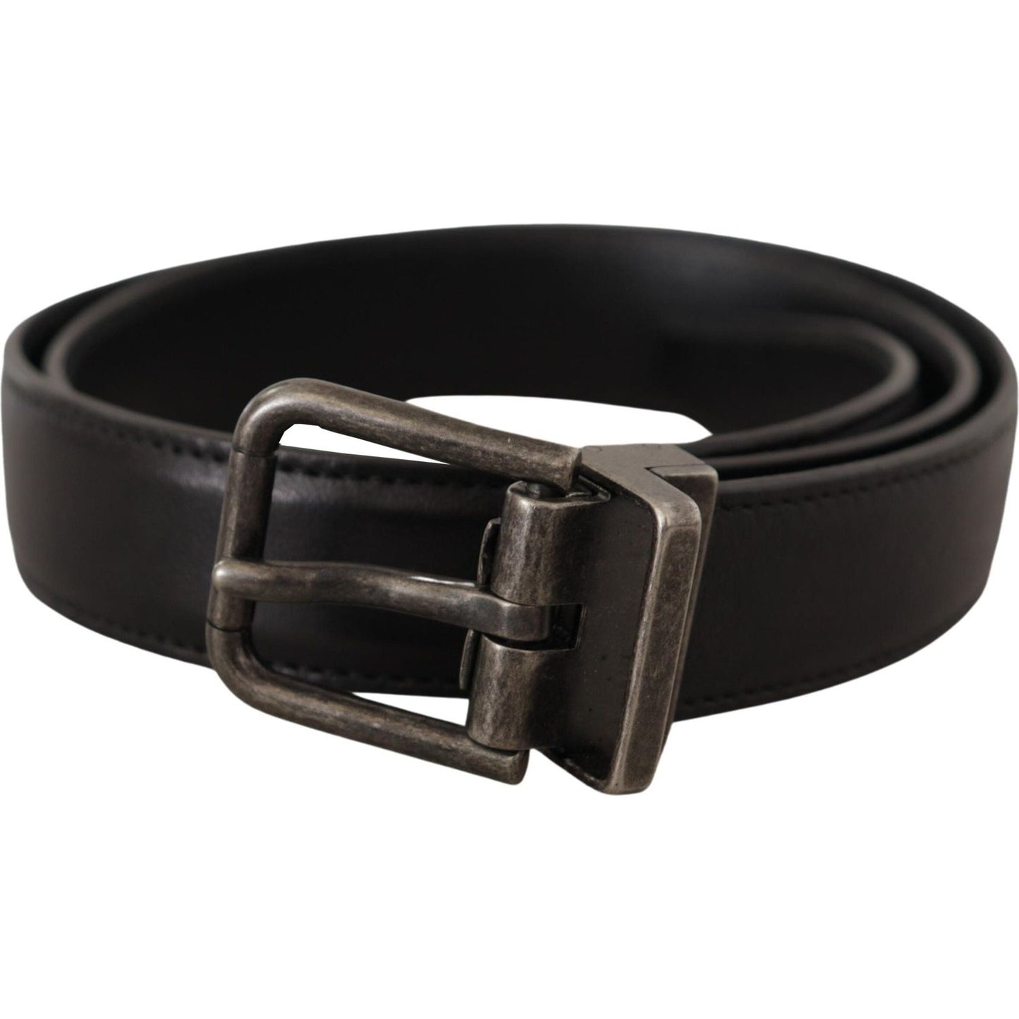 Dolce & Gabbana Black Calf Leather Logo Metal Buckle Belt BEL8542-100