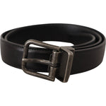 Dolce & Gabbana Black Calf Leather Logo Metal Buckle Belt BEL8542-100