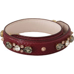 Dolce & Gabbana Bordeaux Leather Crystals Bag Shoulder Strap BEL8739