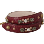 Dolce & Gabbana Bordeaux Leather Crystals Bag Shoulder Strap BEL8739