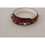 Dolce & Gabbana Bordeaux Leather Crystals Bag Shoulder Strap BEL8739