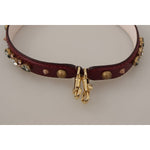 Dolce & Gabbana Bordeaux Leather Crystals Bag Shoulder Strap BEL8739