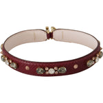 Dolce & Gabbana Bordeaux Leather Crystals Bag Shoulder Strap BEL8739