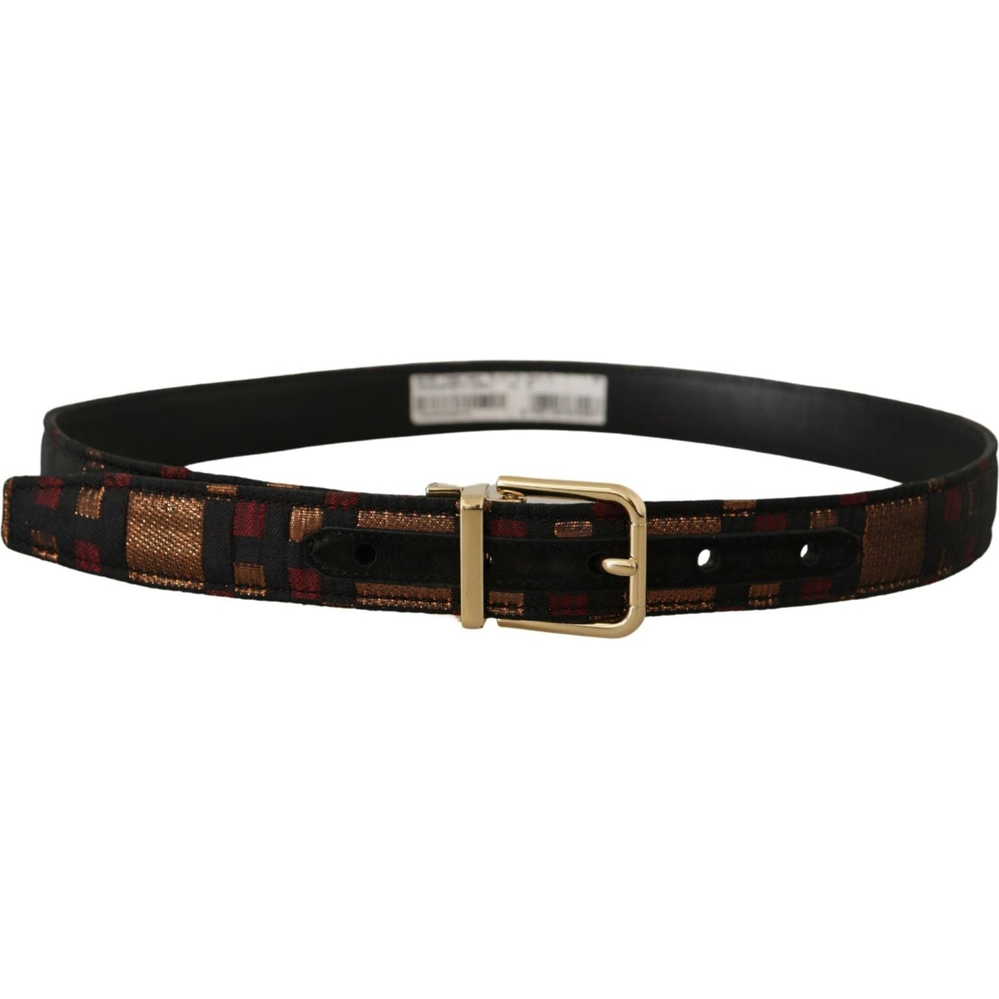 Dolce & Gabbana Multicolor Leather Jacquard Gold Metal Buckle Belt BEL8411 - 75